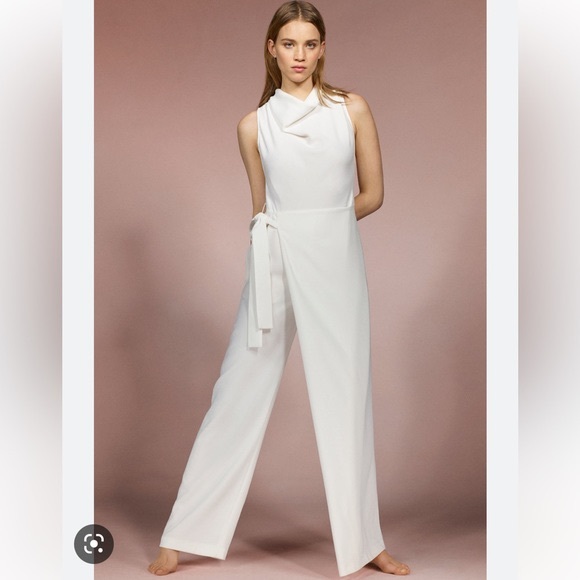 Zara Long Pareo Wrap Jumpsuit Ecru White Size M - Picture 2 of 10